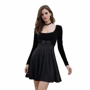 Vintage Morgan de Toi Black Velvet Fit‎ & Flare Dress S/M Approx Made in France